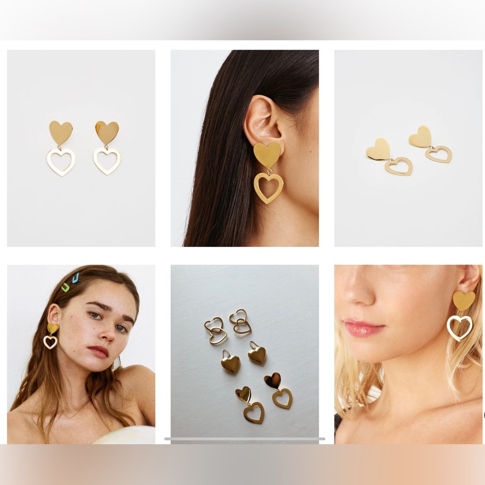 Bagatiba DOUBLE HEART STUD EARRINGS - Picture 3 of 3